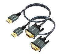 Twozoh Cavo HDMI a VGA 1M 2 Pezzi, lega di alluminio Shell Nylon Intrecciato & placcato oro HDMI VGA Supporto 1080P/60HZ per Desktop, laptop, PC, Monitor, Proiettore, HDTV