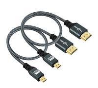 Twozoh Cavo Micro HDMI a HDMI 1M 2 Pezzi, Nylon Intrecciato Cavi HDMI A a Micro HDMI D Supporta 3D 4K/60Hz 2.0 1080p per GoPro Hero7/8/9 Raspberry Pi 4