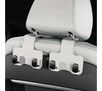 TWQBHSH 2 Ganci Doppi Gancio per Poggiatesta Auto, Compatibile con Mitsubishi Global Small Colt Mirage G4 Mirage, Multifunzionale in Pelle per Poggiatesta Auto, off White