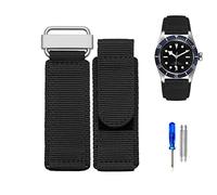 TWRQA Cinturino in nylon per orologio Seiko Tudor Rolex BR con chiusura a strappo e fibbia in acciaio NATO cinturino nero blu, 24mm, Plastica, Agata