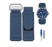 TWRQA Cinturino in nylon per orologio Seiko Tudor Rolex BR con chiusura a strappo e fibbia in acciaio NATO cinturino nero blu, 24mm, Plastica, Agata