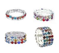 TWSIT 2023-Nuovo anello elasticizzato con strass di cristallo scintillante da 1 a 4 file 4Pac, anello elastico di moda per ragazza da donna