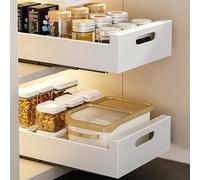 TWSOUL 2 scaffali sotto il lavandino, da cucina, cassetto telescopico, cassetti estraibili, cassetti scorrevoli, non richiedono forature e chiodature (bianco, 43 x 30 cm)