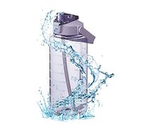 TWSOUL Borraccia sportiva da 2 litri, in plastica per sport all'aria aperta, senza BPA, a prova di perdite, con indicazione del tempo, per campeggio, all'aperto, yoga, palestra, scuola (viola)
