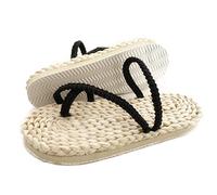 TWSTIV Infradito in paglia per cosplay anime, ciabatte da spiaggia realizzate a mano, Suola in gomma., Medium