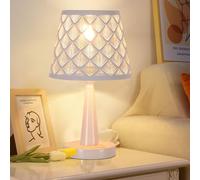 TWSXTE Bianco Lampada da tavolo, con interruttore, E27 lampada da comodino, paralume in metallo, lampada da tavolo a led, adatta per illuminazione interna ed esterna (Lampadina non inclusa)
