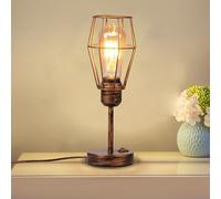 TWSXTE E27 Lampada da tavolo Lampada a gabbia in metallo Lampada da tavolo LED da comodino Lettura Rustico Industriale Vintage LED Paralume notturno Decorativo