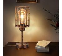 TWSXTE E27 Lampada da tavolo retròLampada da comodino vintage Lampada da tavolo industriale in metallo a gabbia Lampada decorativa con interruttore (Lampadina non inclusa)