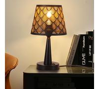 TWSXTE Nero Lampada da tavolo, con interruttore, E27 lampada da comodino, paralume in metallo, lampada da tavolo a led, adatta per illuminazione interna ed esterna (Lampadina non inclusa)