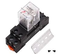 TWTADE Relè 220v ac Relè elettromagnetico di potenza indicatore LED 2PDT 2NO+2NC 8pin 10A,Relè di potenza bobina con presa YJTF08A-E Guida scanalata Alluminio Vite Gancio Base YJ2N-LY-AC 220V