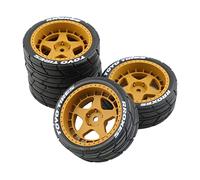 TWTCZOZ 4 Pezzi Pneumatici RC per Auto Ruote Tyres in Gomma Resistente Componenti Crawler Rally Ricambio Ricambi Modellino Radiocomandato 1 10 Adatti PE,