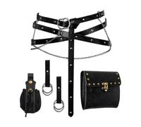 TWTCZOZ 5 Pezzi Cintura Mediee con Borsa a Tracolla e Portaborraccia Stile Vichingo Set Cintura Mediee con Borsa a Tracolla Robusto per Cosplayer