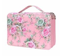 TWTCZOZ Astuccio Multi Color Portamatite Portapenne Portapennarelli Borsa Organizer con 124 Alloggiamenti in Tessuto Oxford a Tre Manico E Cerniere Sicure, Pink Rose