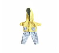 TWTCZOZ BJD Doll Outfit Completo Abbigliamento per Bambole Giacca con Cappuccio Pantalone Outfit Miniatura Tessuto Dettagli a Quadri Adatto per Collezionisti, Quadri Blu+Pantalone
