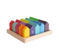 TWTCZOZ Blocchi Costruzione Bambini Set Mattoncini Casa Città Gioco Educativo Puzzle Impilabili in Legno di con Vassoio per Riporre Pezzi Rifiniti al Tatto