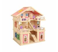 TWTCZOZ Casa Bambole Giocattolo Casa Miniatura Casa Costruibile con Struttura Solida Tre Piani Interne per Organizzare Ambienti E Creare Racconti Adatta a Bambini Genitori Giochi Domestici, Pink