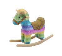 TWTCZOZ Cavallo a Dondolo in Miniatura per Casa delle Bambole, Modello di Cavallo per Cameretta, Statuetta in Resina, Accessorio Decorativo Adatto per Soggior, Arcobaleno