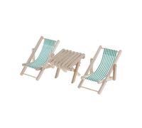 TWTCZOZ Mini Lettino da Spiaggia in Legno (2 Pezzi) E Tavolo da Spiaggia per Creazioni Artigianali / 6 Mobili E Accessori per Case delle Bambole, Verde, Come descritto