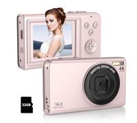 Twylyte Fotocamera digitale, 56 MP FHD 1080P con zoom digitale 16X e anti-vibrazione, schermo da 2,8 pollici, fotocamera compatta per bambini, adolescenti, principianti, include scheda SD da 32 GB,