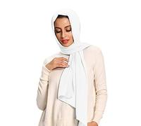 Txameru Hijab per le donne Chiffon Hijab Sciarpe per le donne scialle lunghe, bianco, Large