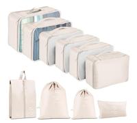 TXBOBECO Set di organizer per valigie, 10 pezzi, Packing Cubes for Suitcase, accessori da viaggio, organizer per valigia, sacchetti per vestiti, cosmetici, org