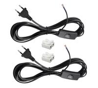 TXErfolg 2 Pezzi Cavo con interruttore e spina Cavo di alimentazione da 3M con interruttore, 2 x 0,5 mm², 2 x Conduttori con spina Cavi di Ricambio per Luci, Lampade, Lampade da terra(Nero)