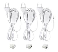 TXErfolg 3 Pezzi Cavo con interruttore e spina 3M Cavo di alimentazione con Euro Spina, 2 x 0,5 mm², 2 X Conduttori Cavi di Ricambio per lampade, lampade da tavolo, lampade da terra (Bianco)