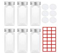 TXErfolg 6 Pezzi Barattoli per Spezie in Vetro Bottiglia di Vetro Quadrata per Spezie con Coperchi Utilizzato per la Conservazione di Pepe Sale Condimento in Polvere di Peperoncino e Spezie