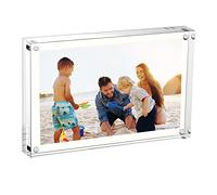 TXErfolg Cornice Portafoto in Acrilico 10×15cm Trasparente a Blocchi Bifacciali in Acrilico (Spessore 10 mm+10 mm) Magnetiche Foto Frame con Panno in Microfibra Cornici