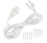 TXErfolg Portalampada E14 con interruttore e spina Bianco Porta Lampada E14 con cavo di alimentazione 5m, 2 x 0,75 mm², Sospensione Lampad per Plafoniera, Lampada a Sospensione