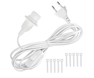 TXErfolg Portalampada E14 con interruttore e spina Bianco Porta Lampada E14 con cavo di alimentazione 5m, 2 x 0,75 mm², Sospensione Lampad per Plafoniera, Lampada a Sospensione
