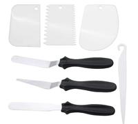 TXErfolg Set Spatola Cucina in Acciaio Inox 3 Pezzi Spatole per Ghiaccio con Manico Nero 3 Pezzi Raschietto Bianco e 1 Coltello da Muffa Utilizzato per Torte Glassa