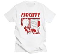 TXHxhdSGH Vintage Funny Mr Robot T Shirt Men Fsociety T-Shirt Short-Sleeve F Society Hacker Tee Tops Geek Giapponese Popular Hipster White