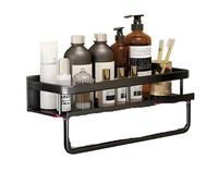 TXLEAPEY 1 pezzo portaoggetti da bagno a parete for shampoo e for cosmetici, for doccia in alluminio, asciugamano, spazzolino denti, tazza for riporre i(30cm Black With Rod)