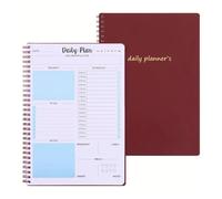 TXLEAPEY 2 Pezzi 120 Pagine Agenda Giornaliera Non Datata Lista Delle Cose Da Fare Quaderno Con Programma Orario Regolden-Book(Red)