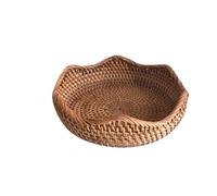 TXLEAPEY Cesto portaoggetti intrecciato a mano, vassoio in rattan, cestino in vimini, for pane, frutta, colazione, tè, da picnic, cucina(Color-3)