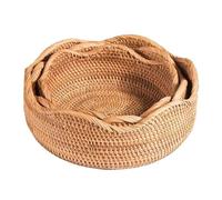 TXLEAPEY Cesto portaoggetti intrecciato a mano, vassoio in rattan, cestino in vimini, for pane, frutta, colazione, tè, da picnic, cucina(3PCS)