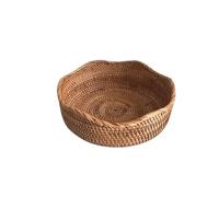 TXLEAPEY Cesto portaoggetti intrecciato a mano, vassoio in rattan, cestino in vimini, for pane, frutta, colazione, tè, da picnic, cucina(RL)