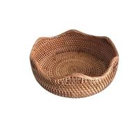 TXLEAPEY Cesto portaoggetti intrecciato a mano, vassoio in rattan, cestino in vimini, for pane, frutta, colazione, tè, da picnic, cucina(RM)