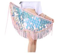 TXLEAPEY Cintura triangolare con frange glitterate, gonna scintillante for danza del ventre, accessorio for outfit da donna con paillettes e nappe(Pink)