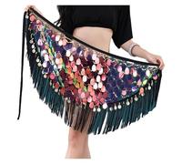 TXLEAPEY Cintura triangolare con frange glitterate, gonna scintillante for danza del ventre, accessorio for outfit da donna con paillettes e nappe(Color)