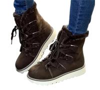 TXLEAPEY Scarpe da donna Stivali invernali neve antiscivolo impermeabili in peluche esterno stringati a metà polpaccio con isolamento termico for la stagione fredda(Color2,38)