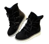 TXLEAPEY Scarpe da donna Stivali invernali neve antiscivolo impermeabili in peluche esterno stringati a metà polpaccio con isolamento termico for la stagione fredda(Black,38)