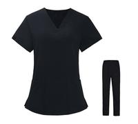 TXLEAPEY Tuta Da Infermiera, Divise Chirurgiche, Camice Da Donna, Camice Da Lavoro For Infermiere, Salone Di Bellezza, Camice Clinico, Top + Pantaloni(Black,M)