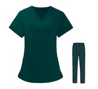 TXLEAPEY Tuta Da Infermiera, Divise Chirurgiche, Camice Da Donna, Camice Da Lavoro For Infermiere, Salone Di Bellezza, Camice Clinico, Top + Pantaloni(Dark green,S)