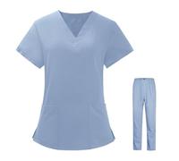 TXLEAPEY Tuta Da Infermiera, Divise Chirurgiche, Camice Da Donna, Camice Da Lavoro For Infermiere, Salone Di Bellezza, Camice Clinico, Top + Pantaloni(Blue,XXL)