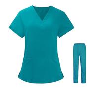 TXLEAPEY Tuta Da Infermiera, Divise Chirurgiche, Camice Da Donna, Camice Da Lavoro For Infermiere, Salone Di Bellezza, Camice Clinico, Top + Pantaloni(Light blue,L)