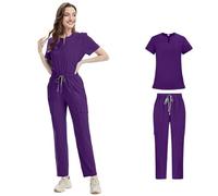 TXLEAPEY Uniformi mediche Scrub Uniforme Donna Articoli infermieristici Accessori for Infermieri Clinica Meidcal Suit Salone di Bellezza Spa(Gray,XXL)