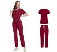 TXLEAPEY Uniformi mediche Scrub Uniforme Donna Articoli infermieristici Accessori for Infermieri Clinica Meidcal Suit Salone di Bellezza Spa(Black,XL)