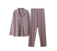 TXQHD Pigiama da Uomo a Maniche Lunghe Modelli Primaverili e Autunnali in Cotone Sezione Sottile di Abito da Uomo per la casa